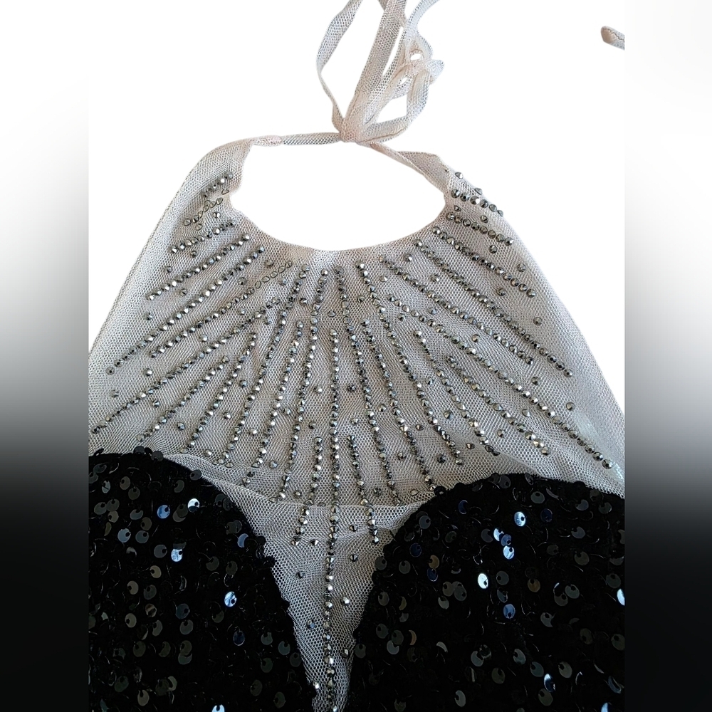 Stunning Black Sequin Backless Dress Size Small  Formal Prom Banquet - Picture 2 of 5